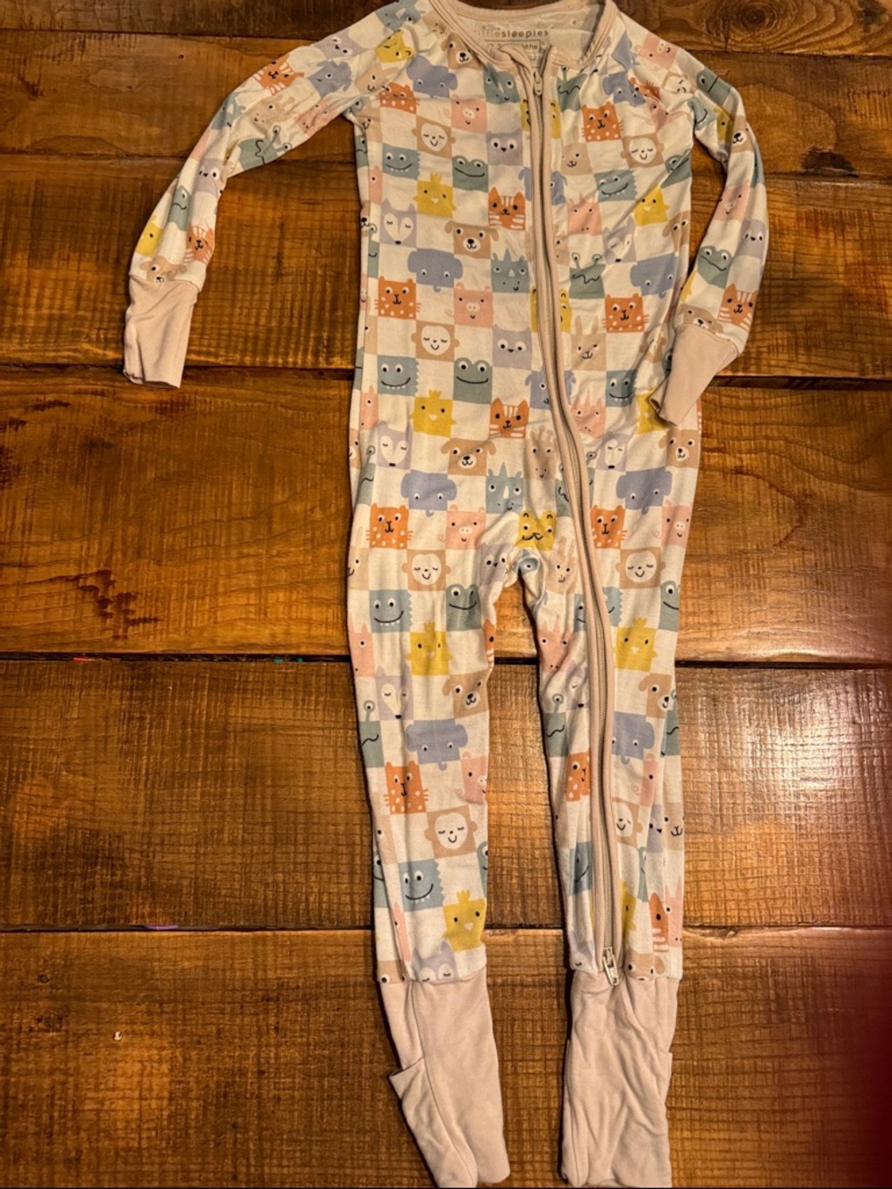 Little Sleepies Pastel Checkmates Zip One-Piece